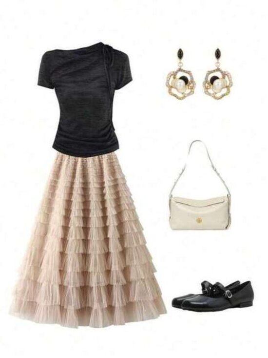 Tulle Skirt Women Skirt Vintage Elegant Petite Puffy Mesh Skirt Spring - Picture 2 of 10